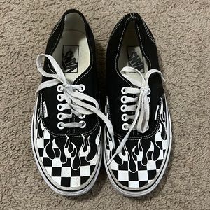 Authentic Style Vans - Checker Flame - Size 8